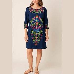 Wisp by London Times Navy Floral Shift Dress Size 6